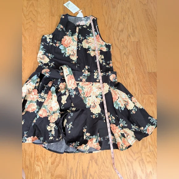 Sezane Solitta Dress Pila Print Black Floral 100% Organic Cotton NWT 40/8 - Picture 8 of 15